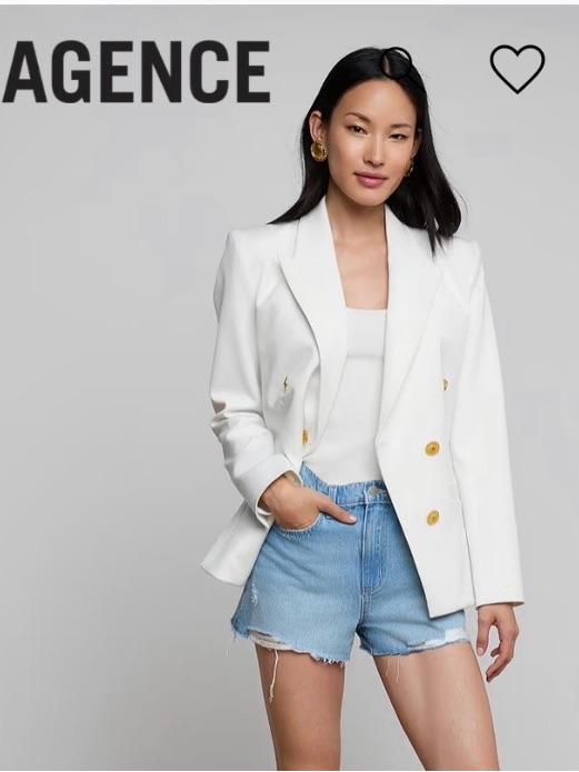 L'agence White Double-Breasted Blazer With Gold Buttons
